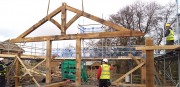 Assembly of Oak beams by Carpenter Oak